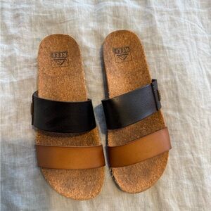 REEF Black and Brown Slide Sandals